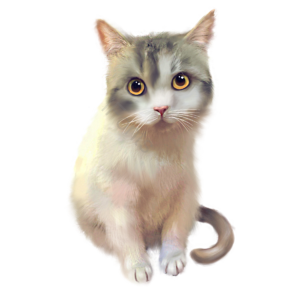 动物 小猫咪 可爱 毛茸茸 猫 手绘 灵巧 白猫