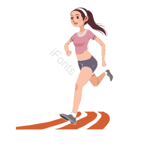 健康的 健美运动 丫头 手绘竽 运动鞋 奔跑 跑道 运动