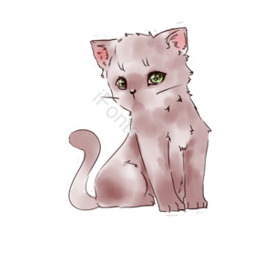 小猫 可爱 棕色 卡通风格 摇尾巴 全身歪头张望 插画小猫 大眼睛