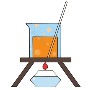 烧杯 酒精灯 台架 玻璃棒 简约 实验