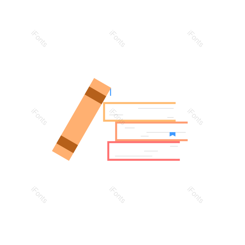 学习图片,书签元素,橙色PNG,扁平化免抠素材