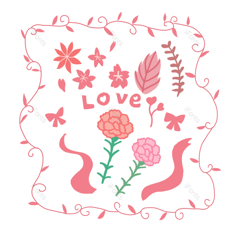 彩带图片,花朵元素,树叶PNG,树叶边框免抠素材