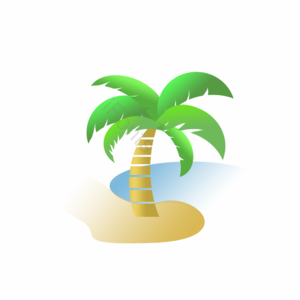 卡通风格 海 树 棕桐树 植物 沙滩 立体风格 绿色