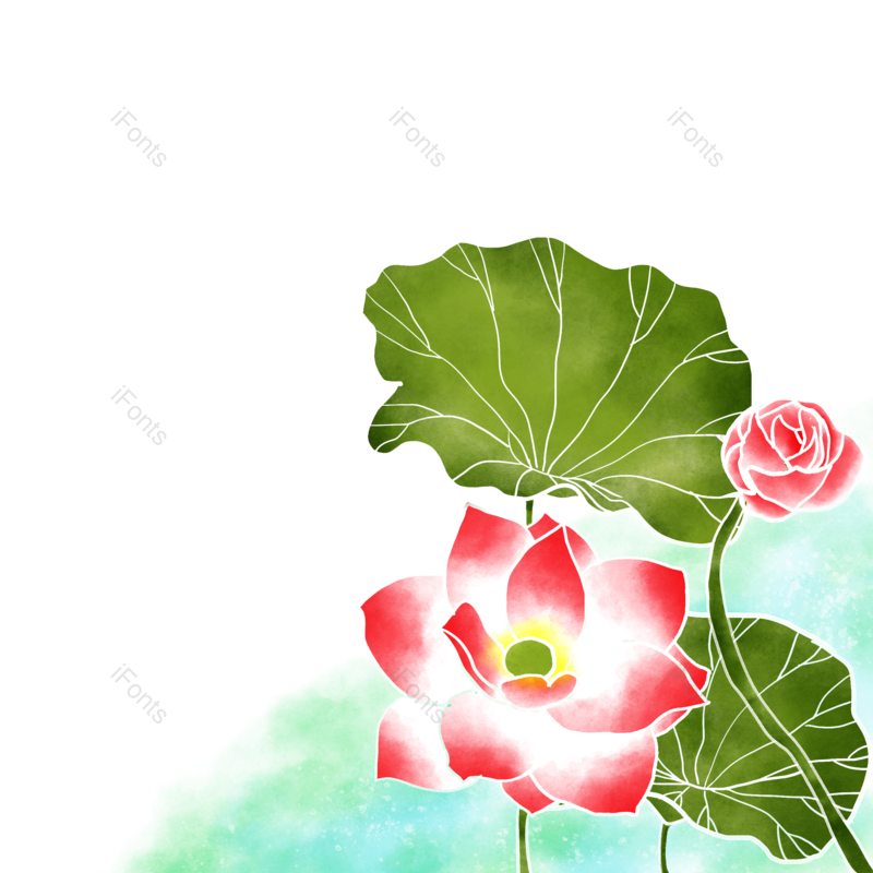 元素图片,水彩花元素,莲花PNG,免抠素材