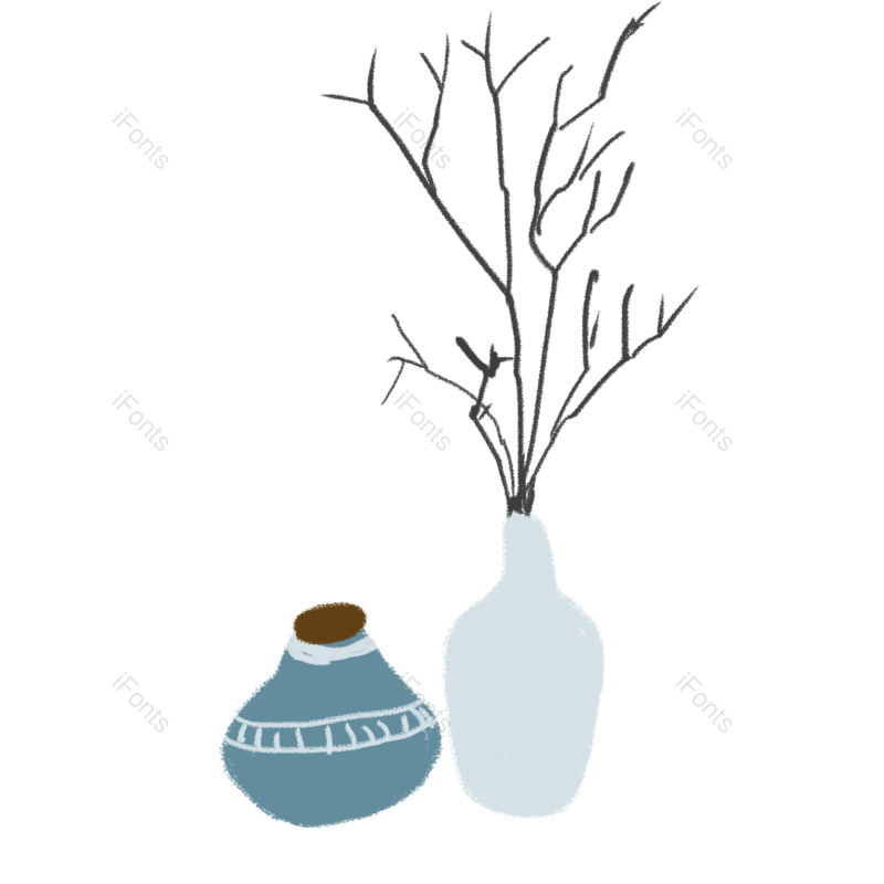 装饰图片,蓝色元素,白色PNG,花瓶免抠素材