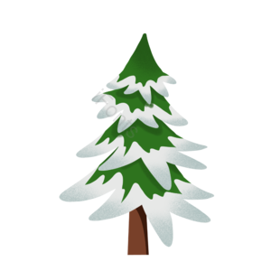 手绘插画 立体 渐变 绿色 棕色 平安树 圣诞树 雪