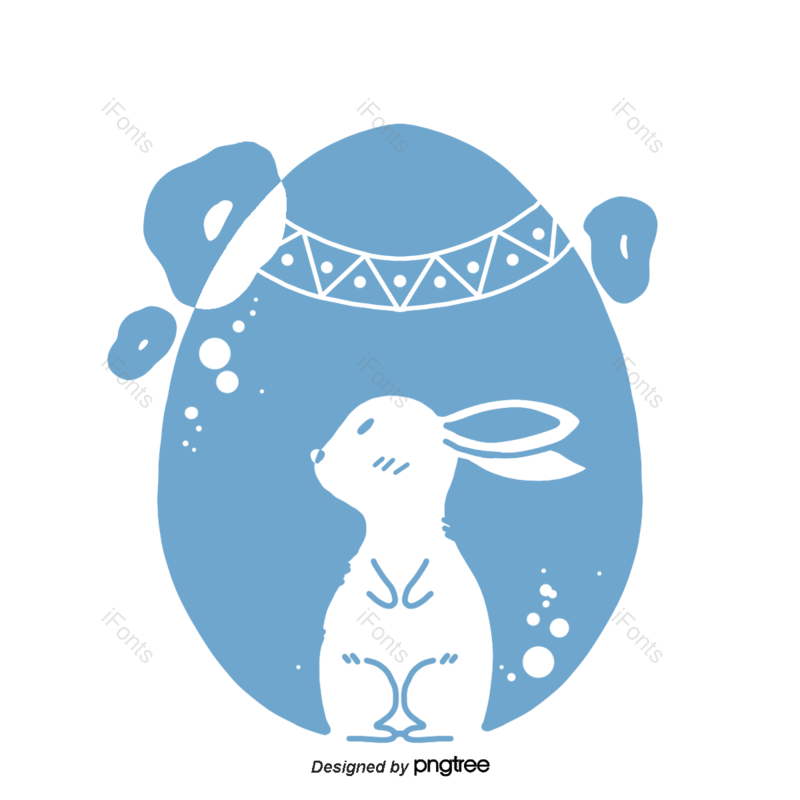 元素图片,兔子元素,蓝色PNG,简约风格免抠素材