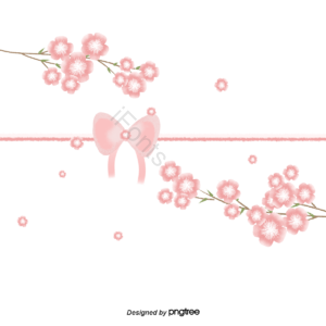 樱花 蝴蝶结 丝带 樱花叶 粉色 清新 装饰 贺卡