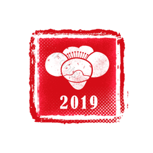 2019年 密封 图案 年 正方形 日本 樱花 红色