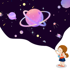 手绘 插画 星球 卡通 创意 元素