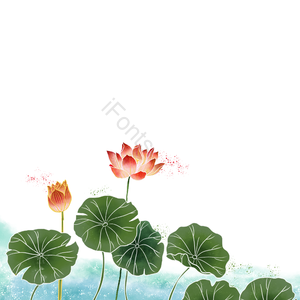 荷塘 水彩 莲花 佛教 元素 诞辰日 节日 佛祖