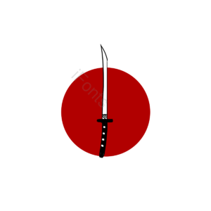 手绘竽 日本 武士剑 简单的 红色 黑色 日本剪贴画 日本剪贴画