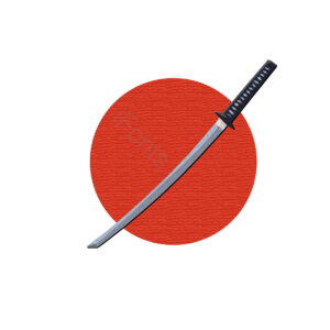 元素 日本 武士剑 帆布质地 红色 黑色 刀剪贴画 日本剪贴画