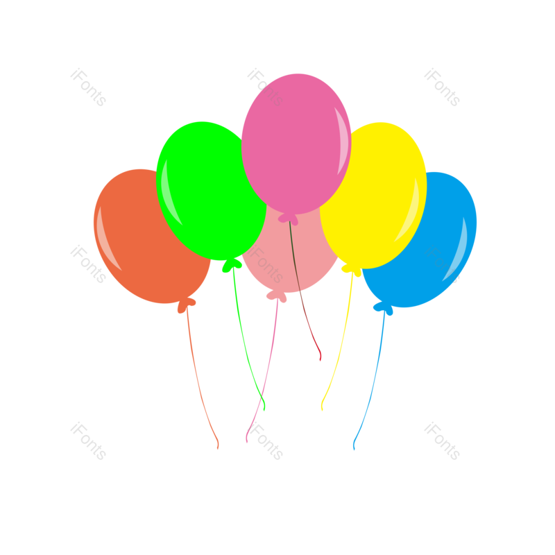卡通图片,气球元素,彩色PNG,生日免抠素材