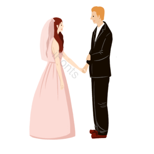婚礼 彩色 手绘 新娘 新郎 婚纱 西服 男人