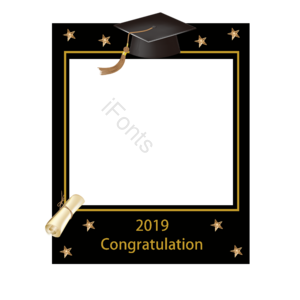 2019年毕业 手绘竽 毕业帽 毕业照学士服 毕业边界 照片边框 简单的边框 金色边框远山