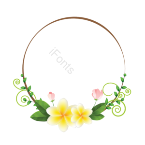 取色 手绘竽 粉色 绿叶叶子 花呗 花丛花卉植物 文框 黄色