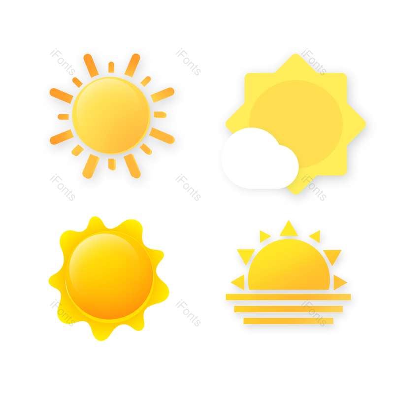 渐变图片,扁平元素,太阳PNG,免抠素材