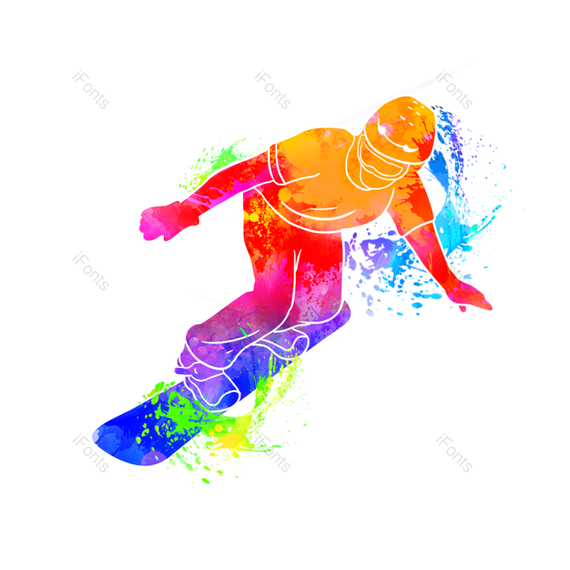 卡通图片,人物元素,滑雪PNG,缤纷免抠素材