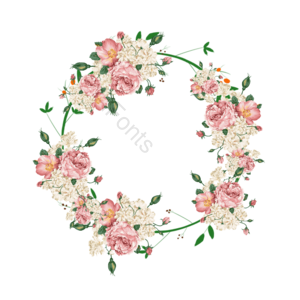 粉色 手绘 鲜花 花卉 边框 绿叶 绿色 春季