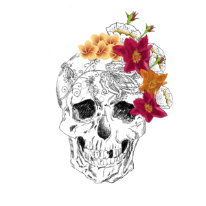手绘竽 线稿线描 花呗 颓废 人体骨骼全身 颅头 花卉剪贴画 头骨剪贴画