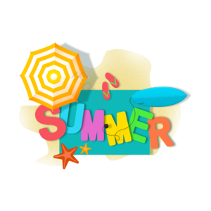summer 立体 立体字体设计 夏日物体 太阳伞 沙滩 创意
