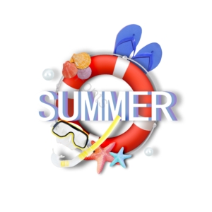 summer 立体 立体字体设计 夏日游泳圈 夏天banner 潜水镜