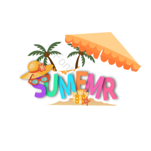summer 立体 立体字体设计 夏日物体 太阳伞 沙滩 太阳帽