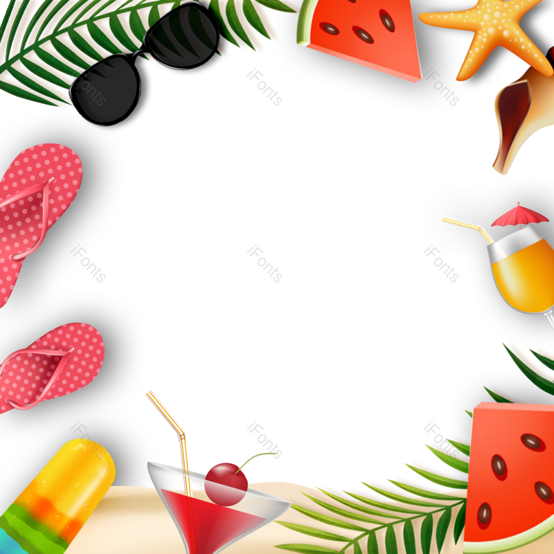 商业banner图片,夏日元素,夏日边框PNG,太阳免抠素材