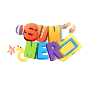 summer 立体 立体字体设计 夏日物体 太阳伞 沙滩 创意