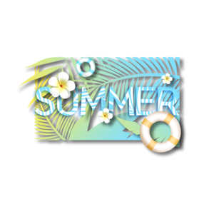 summer 立体 立体字体设计 夏日植物 热带植物 游泳圈 夏天banner 夏日字体设计