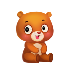 小熊 坐立 大眼 害羞 卡通 可爱 萌萌的 棕色