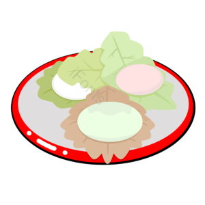 手绘 日本 柏饼 Kashiwa 传统食物 盘子