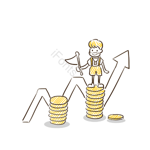 简笔画 营销 插画 商业 金钱 上升 商业
