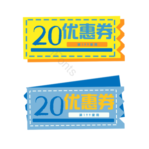 优惠券 卡片 线条 创意 简约 黄色 蓝色