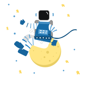 动画片 隔空 太空人宇航员 手绘竽 繁星 星空星河星球 月亮 简单的