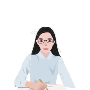 眼镜 长发 坐着 白衬衫 老师 女孩 卡米塞塔布兰卡 女孩剪贴画