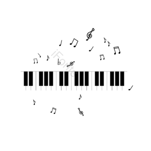 钢琴 琴键 音符 黑白音符 手绘 简约 音乐 简约风格