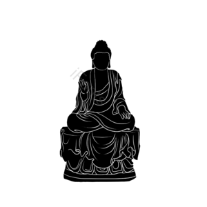 佛教 佛诞 佛 轮廓 手绘 插图 坐直 黑和白