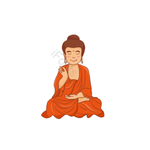 佛教 佛诞 佛 动画片 卡通佛 手绘 插图 坐直