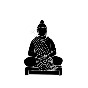 佛教 佛诞 佛 轮廓 手绘 插图 黑和白 坐直