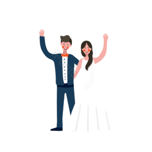 动画片 配偶 婚礼 嫁衣 扁平的 手绘竽 插画用图 结婚新郎新娘