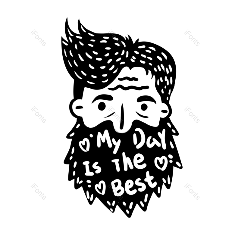 插画图片,黑白元素,简约PNG,胡子免抠素材