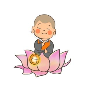 佛诞 儿童和尚 卡通 坐 手绘 提灯笼 插图 灯笼