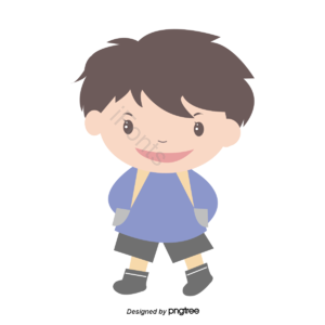 卡通 手绘 小学生 可爱 背书包 上学 插图