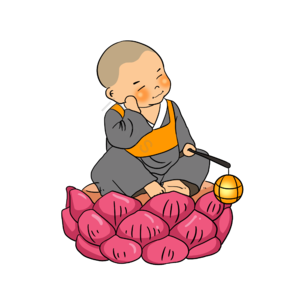 佛诞 儿童 儿童和尚 微笑 手绘 提灯笼 灯笼 周年纪念