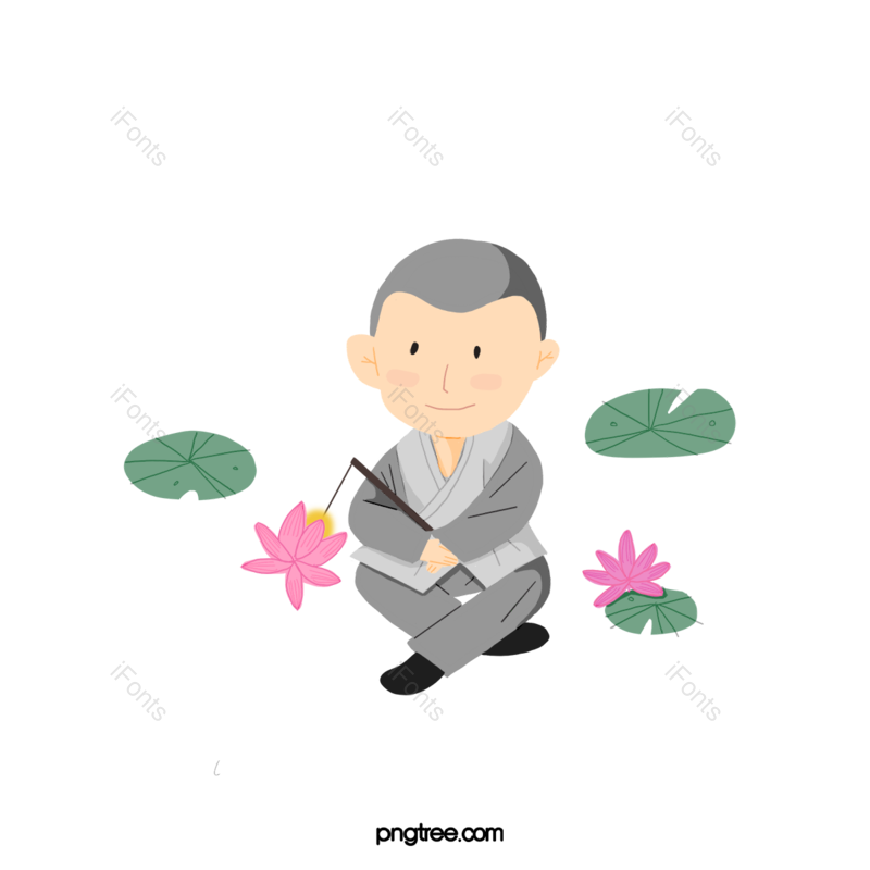 动画片图片,莲花元素,孩子们PNG,免抠素材