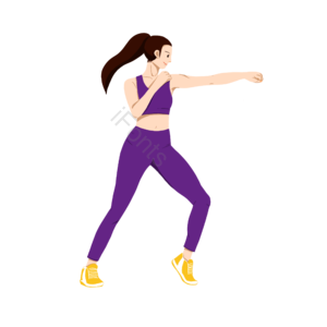 动作 女人 女性 运动 健身 拳击 元素 插画