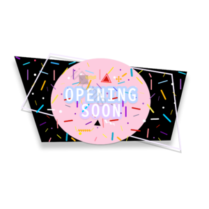 小清新 宣传标签 边框 三角形 圆圈 黑色 盛大开业 OPENING