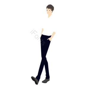 青春 男性 人物 走路 双手插兜 白衬衫